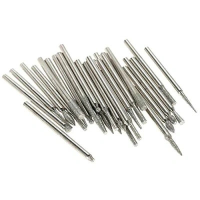 Image of 30Pcs Diamond Burr Bits 3mm Drill Bit for Engraving Carving