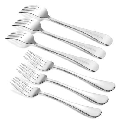 Image of Forks Set of 6,Stainless Steel Dinner Cake Forks,Heavy Duty Polished Cutlery for Home, Restaurants, and Events