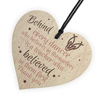 Image of RED OCEAN Thank You Dance Teacher Gift Wooden Heart Special Goodbye Gifts For Her Friendship Sign
