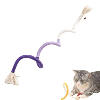 Image of RELONGGI Cat Rope Toys,1 Pcs 70cm Interactive Catnip Toys, Chew with Silvervine Fruit, Cotton Teeth Cleaning, Dental Toys for Cats and Kitten (Purple)