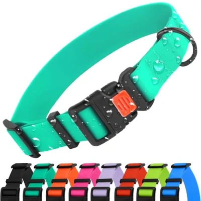 Image of CollarDirect Adjustable Dog Collar Colorful Waterproof Pet Collars for Small Medium Large Dogs Puppy Pink Black Blue Mint Green Orange (Neck Fit 18&quot; 26&quot;, Green)