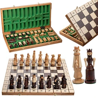 Image of Master of Chess Luxury MAGNATE 56 cm Extra Large Wooden Set Extraordinary Medieval Pieces for Kids and Adults