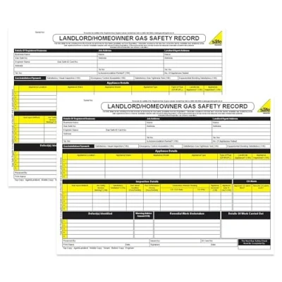 Image of 2 x Gas Safety Pads Landlord HOMEOWNER Engineer Check Inspection Record PAD Books of 50 Sets