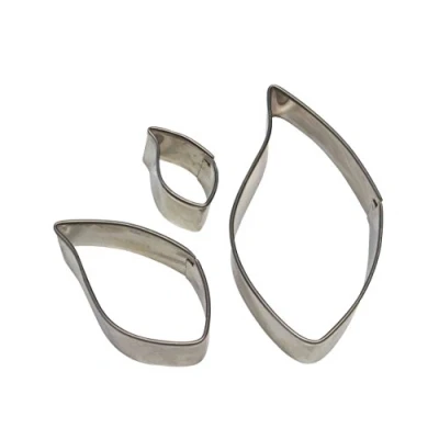 Image of PME Stainless Steel Leaf Cutters, Set of 3, Silver, 4 x 1.2 cm