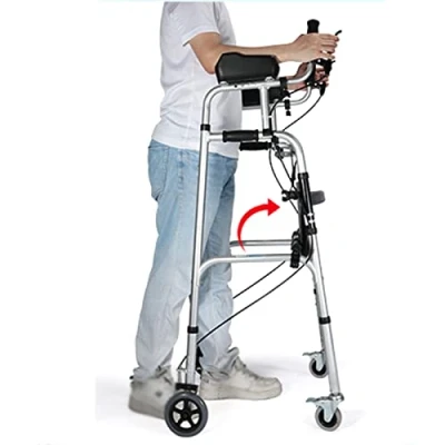 Image of Walking Frame with Brakes and Arm Rest Pad,Lightweight Folding 4 Wheel Rollator Walker Padded Seat, Adjustable Foldable Standard
