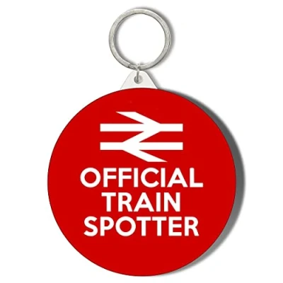 Image of Gift Insanity OFFICIAL TRAIN SPOTTER BRITISH RAIL SYMBOL RED 45mm Keyring