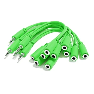 Image of ExcelValley 5 Pack Mono Splitter Y Patch Cables TS 3.5mm 1/8&quot; Eurorack Synth Synthesizer [Green]