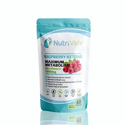 Image of NutriVolv Raspberry Ketones 1000mg per Serving Natural Weight Loss Supplement Boosts Metabolism &amp; Energy Fat Burner Appetite Suppressant 60 Vegan Capsules
