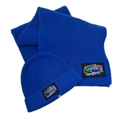 Image of Lacoste Hat and Scarf Set Gift Boxed Bleu RB0887
