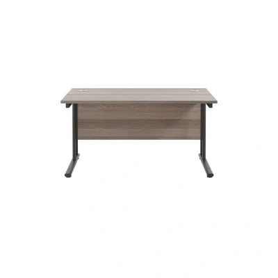 Image of Jemini Rectangular Double Upright Cantilever Desk 1400x800x730mm Grey Oak/Black KF819066