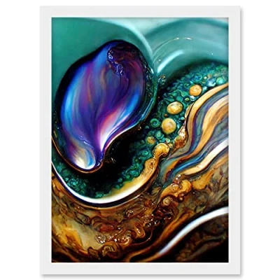 Image of Doppelganger33 LTD Abalone Macro Fluid Water Abstract Oil Artwork Framed A3 Wall Art Print