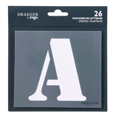 Image of Toga Mahé LE17 Set of 26 Letters Stencils 5 x 0.1 cm Plastic Transparent