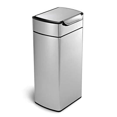 Image of simplehuman CW2015 30L Rectangular Touch Bar Kitchen Bin, Easy Open Bar, Stay Lid, Inner Bucket, Space Efficient Hinge, Fingerprint Proof, Brushed Stainless Steel