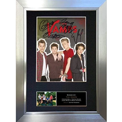 Image of THE VAMPS No2 Signed Autograph Mounted Photo Reproduction PRINT A4 Rare Perfect Birthday (297 x 210mm) #603 (Silver Frame)
