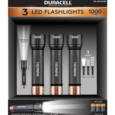 Image of Duracell DURABEAM Ultra LED Flashlight 1000 Lumens 3 Pack