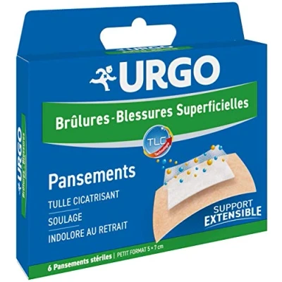 Image of Urgo Burns Superficial Wounds 6 Small Sized Sterile Bandages 5 x 7cm