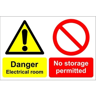 Image of Danger Electrical Room No Storage Permitted Sign Self Adhesive Vinyl 300mm x 200mm