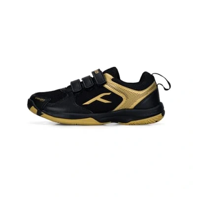 Image of HUNDRED Men&#039;s Court Star Badminton Shoe, Black/Gold, 3 UK