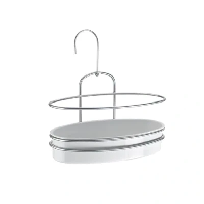 Image of Metaltex Shower Shelf Orbit, White/Silver, 26 x 13 17 cm