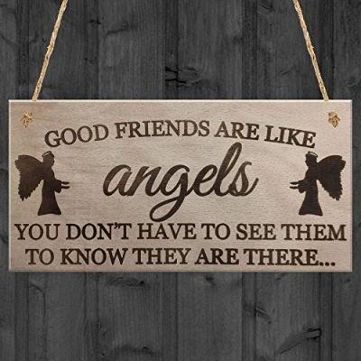 Image of RED OCEAN Good Friends Are Like Angels Friendship Gift Hanging Plaque Best Friend Sign