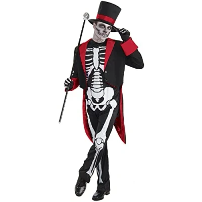 Image of Bristol Novelty AC437 Mr Bone Jangles Costume, Red, 44 Inch