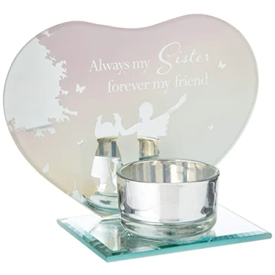 Image of Reflections Sister Tea Light Holder Always My Forever Friend from The Heart, pink