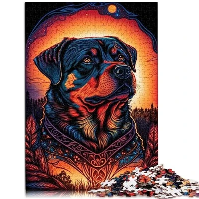 Image of Jigsaw Puzzles For Kids Rottweiler Style Cardboard 1000 Pieces Adults Brain Teaser 10.27&quot; x 20.47&quot;/26 * 38cm.