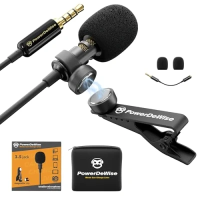 Image of Professional Grade 3.5mm Lavalier Lapel Microphone Perfect for ASMR Recording Video with iPhone Phone or Camera Tiny Shirt Easy Clip On System