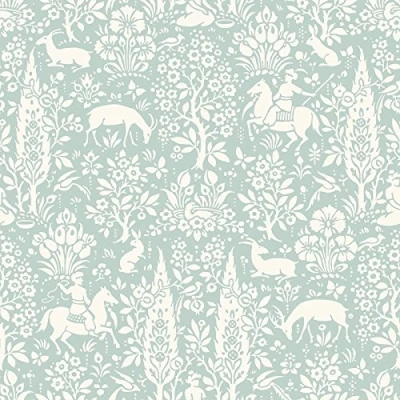 Image of Crown Wallcoverings Woodland Wallpaper Duck Egg M1166 Full Roll