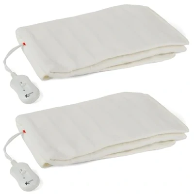 Image of Kleeneze COMBO 8983 Electric Heated Under Blanket 2 Pack Double Bed Soft with 3 Heat Settings, Removable Controller, Overheat Protection, 107 x 120 cm, Machine Washable, Polyester, 60 W