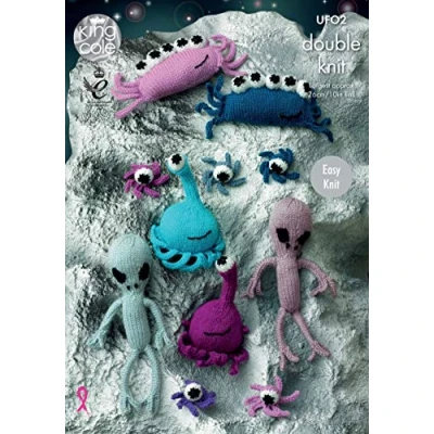 Image of King Cole UF02 Knitting Pattern Alien Toys in Dollymix DK