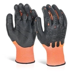 Image of Beeswift Glovezilla Cut Resistant Fully Coated Impact Glove/Tear Resistance Safety Gloves Personal Protective Equipment Work PPE Workwear Orange/Black X Large 1 Pair