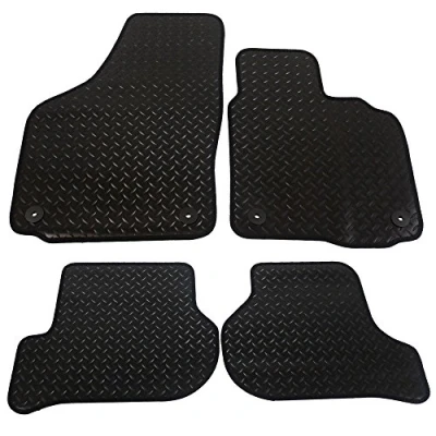 Image of JVL 1366R Fully Tailored Rubber Car Mat, Set of 4, Black