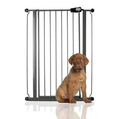 Image of Bettacare Extra Tall Pressure Installed Premium Pet Gate, 75cm 83cm, Slate Grey, Fit Stair Gate for Dog, Safety Barrier Puppy, Easy Installation