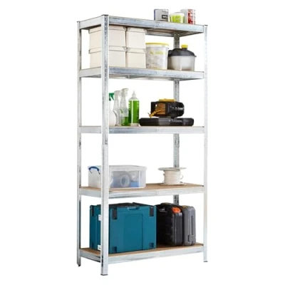 Image of Neo 5 Tier Large Tall Steel Heavy Duty Garage Shed Pantry Standing Metal Shelving Racking Rack Unit Storage Organiser Racks 180x90x41 (Galvanised)