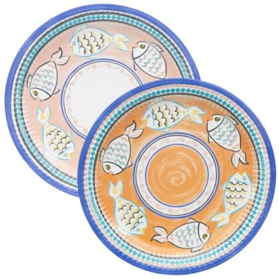 Image of Talking Tables 10 x Orange Fish Paper Plates Vibrant Disposable Party Dishes Ideal Picnics, Brunches, Lunches, Weddings 23cm