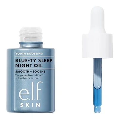 Image of e.l.f. SKIN Youth Boosting Blue ty Sleep Night Oil, Gentle Overnight Face Nourish Skin, Lightweight Formula, Vegan &amp; Cruelty Free