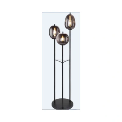 Image of Blacky Multi Arm Floor Lamp Matt Black Smoke Glass Shade 3x E14