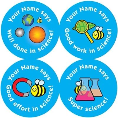 Image of Personalised Science Curriculum Reward Stickers Your Name says. Mixed Images and captions Designed for Teaching from The Sticker Factory