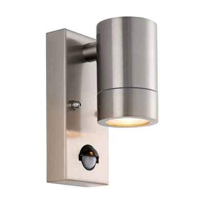 Image of Palin PIR Outdoor Down Wall Lamp Brushed Stainless Steel IP65