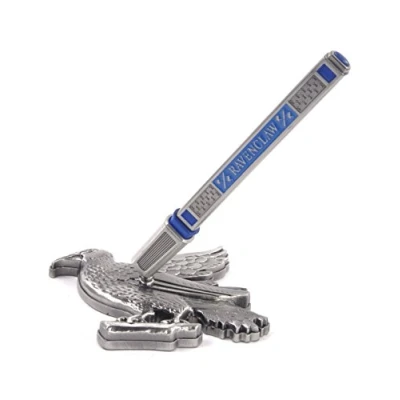 Image of The Noble Collection Harry Potter Ravenclaw House Pen and Desk Stand Die Cast Metal Raven Mascot Officially Licensed Stationery Gift
