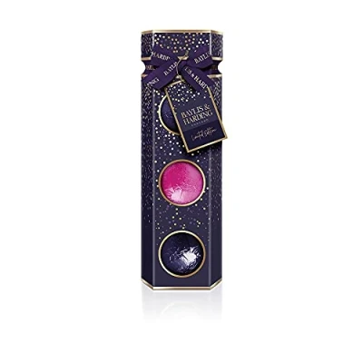 Image of Baylis &amp; Harding Mulberry Fizz Luxury Bath Bomb Fizzer Trio Gift Set Vegan Friendly