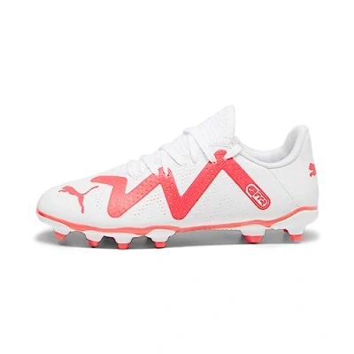 Image of PUMA Future Play Fg/Ag Jr Soccer Shoe, White Fire Orchid, 10 UK