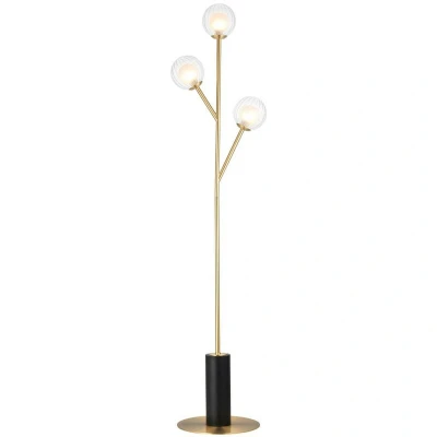 Image of Rome Complete Floor Lamp, Satin Brass Plate, Glass