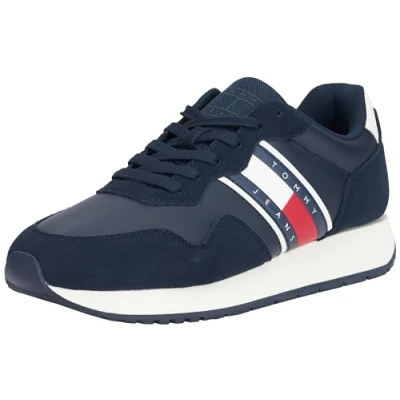 Image of Tommy Jeans Modern Runner Trainers, Men&#039;s, Size: 6.5, Dark night navy Leather