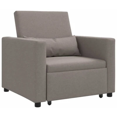 Image of vidaXL 3 in 1 Single Sofa Bed Convertible Taupe Fabric