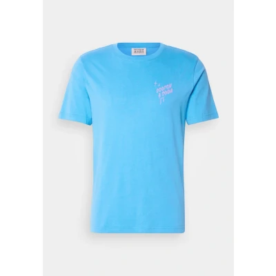 Image of Scotch &amp; Soda Men&#039;s Essential Logo T Shirt, Aqua Blue, M