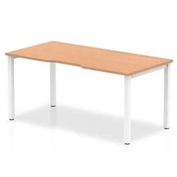 Image of Evolve Single White Frame Bench Desk 1400 Oak BE115