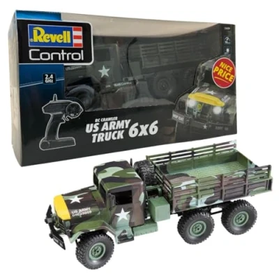 Image of Revell, Camouflage, Leaf 24439 RC Crawler US Army Truck Remote Control Car, 6 Wheel Drive, 2.4GHZ