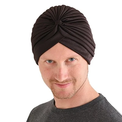 Image of CHARM Womens Turban Hat Head Wrap Twist Cover Costume Chemo Bonnet Cap Dark Brown